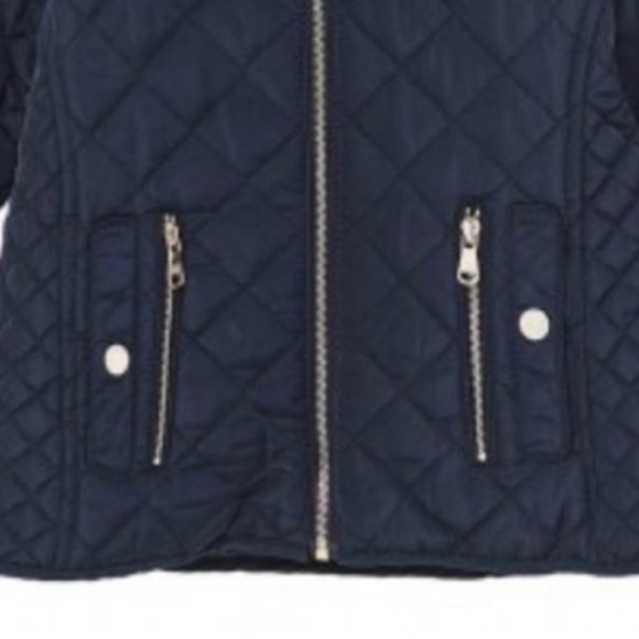 Zara Girls Quilted Jacket Navy Blue Sz 9/10 - Picture 3 of 8